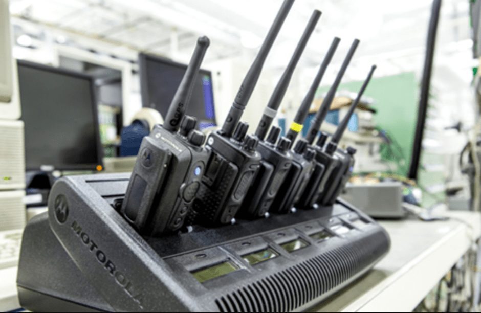 motorola radios in a charging station